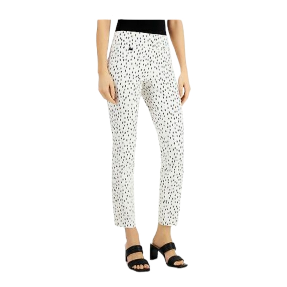 NWT Alfani White Polka-dot Pullon Skinny Pants Size 10